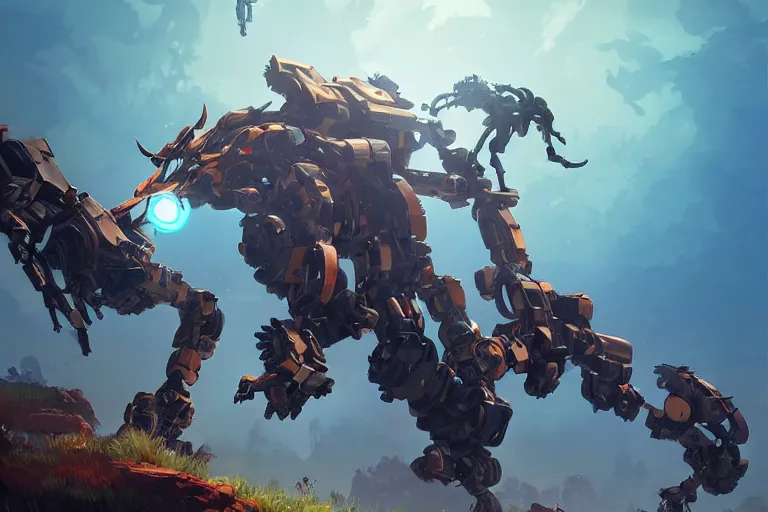 Image similar to grazer machine mecha animal beast robot of horizon forbidden west horizon zero dawn bioluminiscence, behance hd by jesper ejsing, by rhads, makoto shinkai and lois van baarle, ilya kuvshinov, rossdraws global illumination