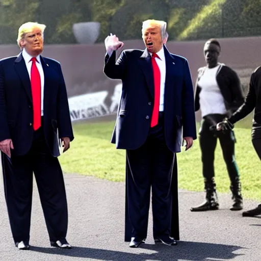 Prompt: donald trump wearing the marvel black panther costume with no mask and his face is showing, sharp