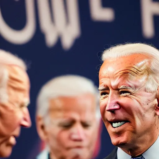 Image similar to A photo of joe biden teams up with a teenage joe biden, perfect faces, 50 mm, award winning photography