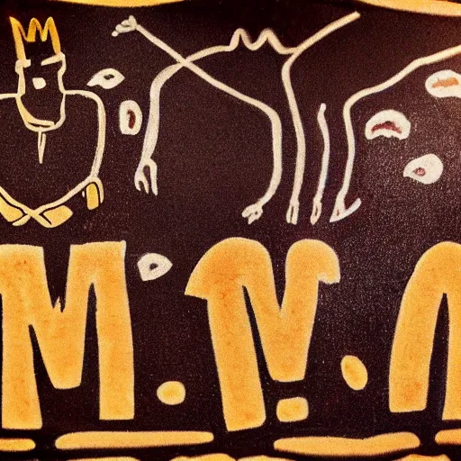 Prompt: mcdonalds ad found on cave paintings