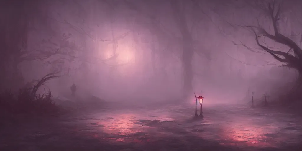 Image similar to a thick swirling fog, soft lighting, night, unreal engine, digital art, 8 k, oil painting, fantasy art, illustration, detailed and intricate environment