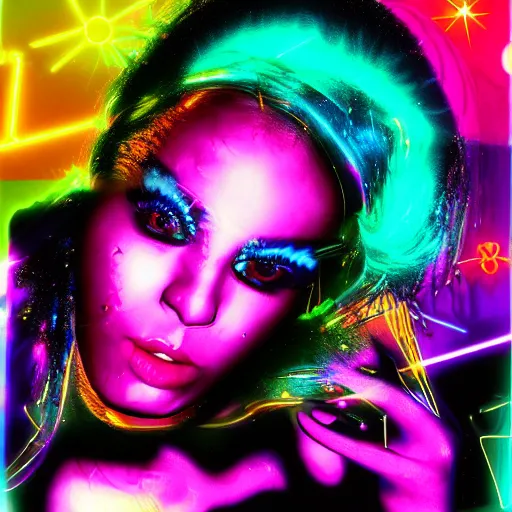 Prompt: do not be jealous of my boogie, glam, neon, digital art