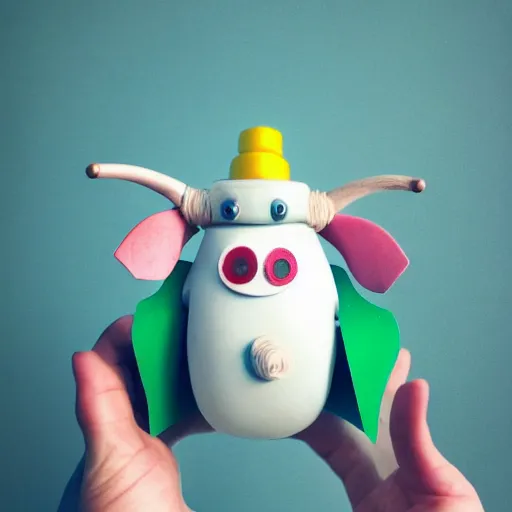 Image similar to a big head Moomin, two tiny horns, 3D art, Finnish green, Baymax style, sweetness, technology, futurism, kawaii, Marina Dieul, Monchhich, Kristina Shablina, 8K