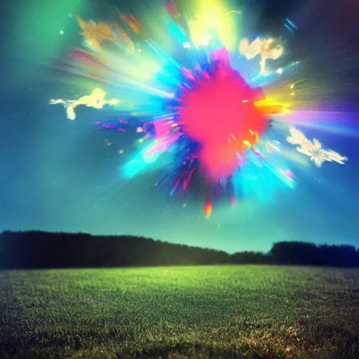 Image similar to a box full of imagination, exploding with beautiful light