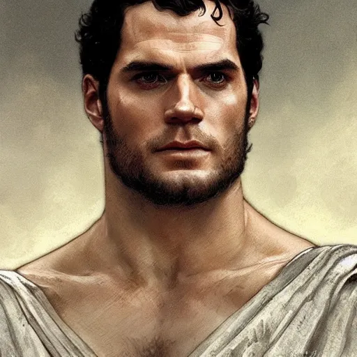 Prompt: henry cavill as a greek gladiator, gorgeous, amazing, muscular, intricate, highly detailed, digital painting, artstation, concept art, sharp focus, illustration, art by greg rutkowski and alphonse mucha