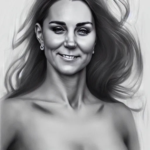 Image similar to hyperrealist portrait of kate middleton as lady godiva, photo realistic, dynamic lighting, artstation, poster, volumetric lighting, very detailed faces, 4 k, award winning