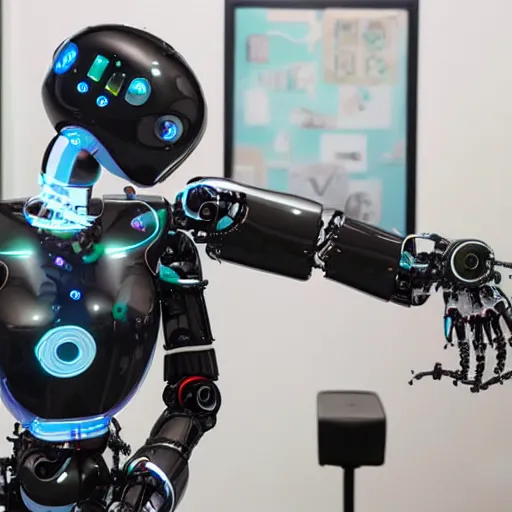 Prompt: an AI robot gets a tattoo