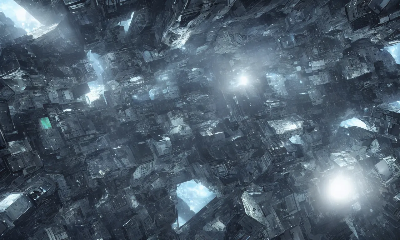 Prompt: Borg Cubes from Deep Space surround Planet Earth, CGI, Volumetric Lighting, Fine Details, Realism, Photorealistic, Star Trek