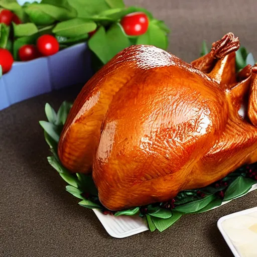 Prompt: a plastic roast turkey, Chinese packaging