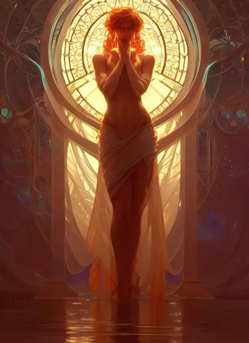 Prompt: water, glowing lights!! intricate elegant, highly detailed, digital painting, artstation, concept art, smooth, sharp focus, illustration, art by ( ( ( artgerm ) ) ) and greg rutkowski! and ( ( alphonse mucha ) )