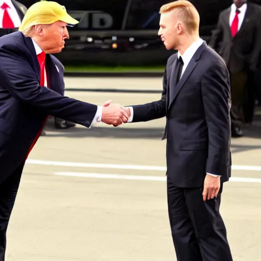 Image similar to Donald Trump high-fiving Donald Trump