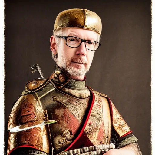 Image similar to adam savage portrait roman general hand on sword