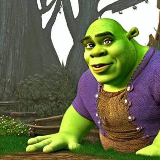 Image similar to Shrek experiencing existential dread