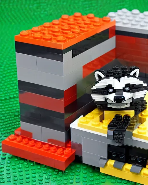 Prompt: lego raccoon dumpster set