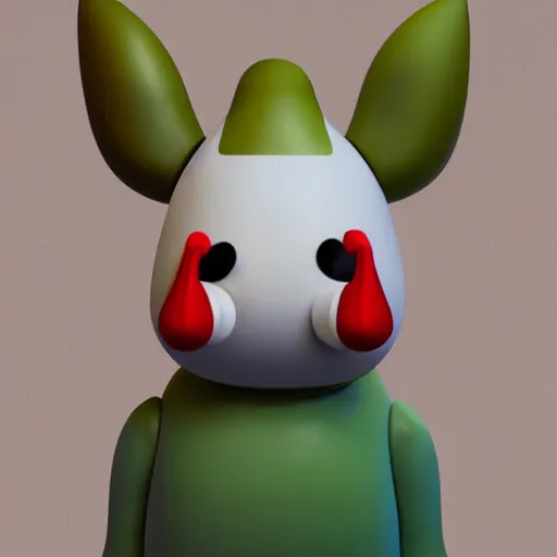 Image similar to a big head Moomin, two tiny horns, 3D art, Finnish green, Baymax style, sweetness, technology, futurism, kawaii, Marina Dieul, Monchhich, Kristina Shablina, 8K