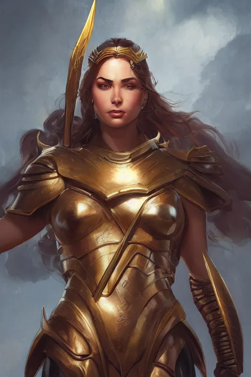 Image similar to amazon valkyrie athena, d & d, fantasy, portrait, highly detailed, headshot, digital painting, trending on artstation, concept art, sharp focus, illustration, art by artgerm and greg rutkowski and magali villeneuve