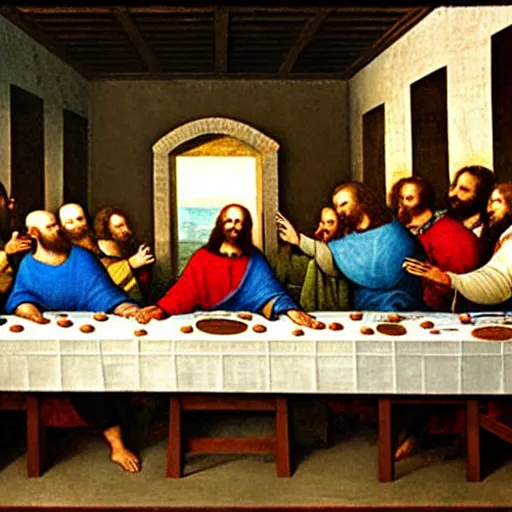 Image similar to Joe biden at the last supper, hyper realism, detailed, by leonardo da vinci,