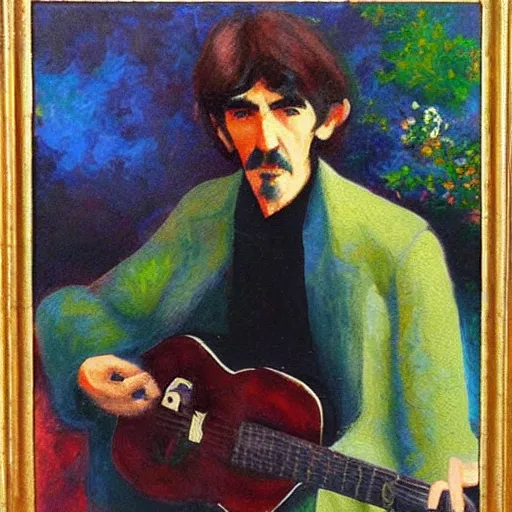Image similar to impressionist era portrait of george harrison