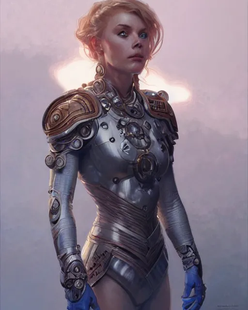 Image similar to portrait of viking, spacesuit, blue eyes, real life skin, intricate, elegant, highly detailed, artstation, concept art, smooth, sharp focus, art by artgerm and greg rutkowski and alphonse mucha