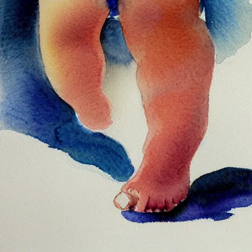 Image similar to a baby's foot, watercolour