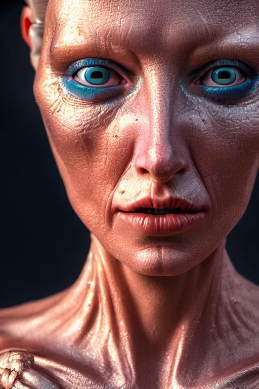 Image similar to hyperrealistic close-up rococo cyborg woman! highly detailed concept art eric zener elson peter cinematic hard lighting high angle hd 8k sharp shallow depth of field, inspired by David Paul Cronenberg and Zdzisław Beksiński