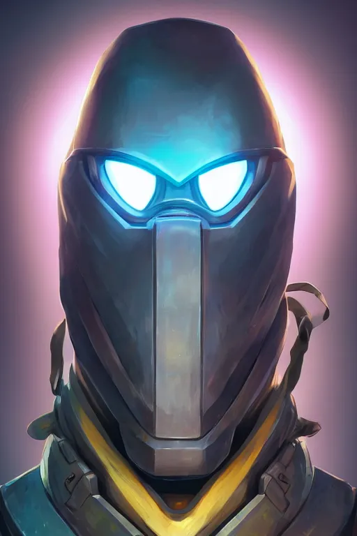 Image similar to epic mask helmet robot ninja portrait stylized as fornite style game design fanart by concept artist gervasio canda, behance hd by jesper ejsing, by rhads, makoto shinkai and lois van baarle, ilya kuvshinov, rossdraws global illumination radiating a glowing aura global illumination ray tracing hdr render in unreal engine 5