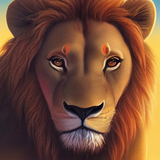 Image similar to simba Lion king portrait, Pixar style, by Tristan Eaton Stanley Artgerm and Tom Bagshaw.