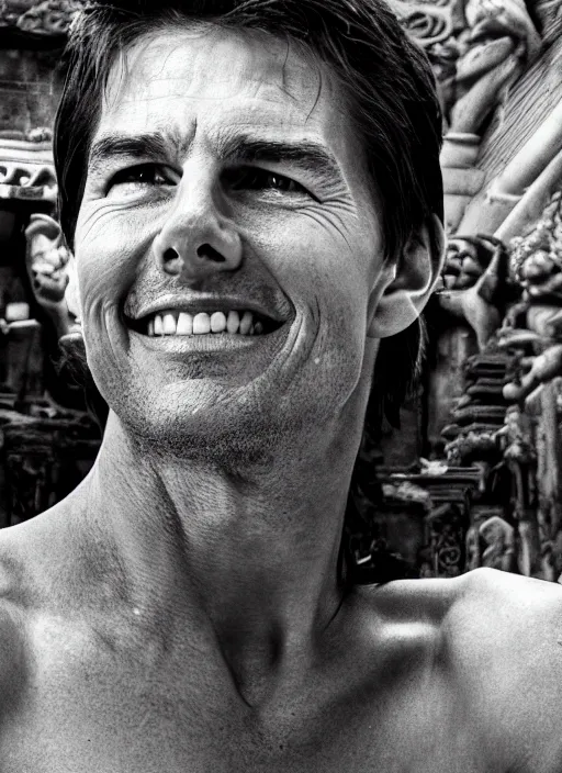 Image similar to a photo of tom cruise in temple of bali, perfect faces, award winning photography, 50 mm