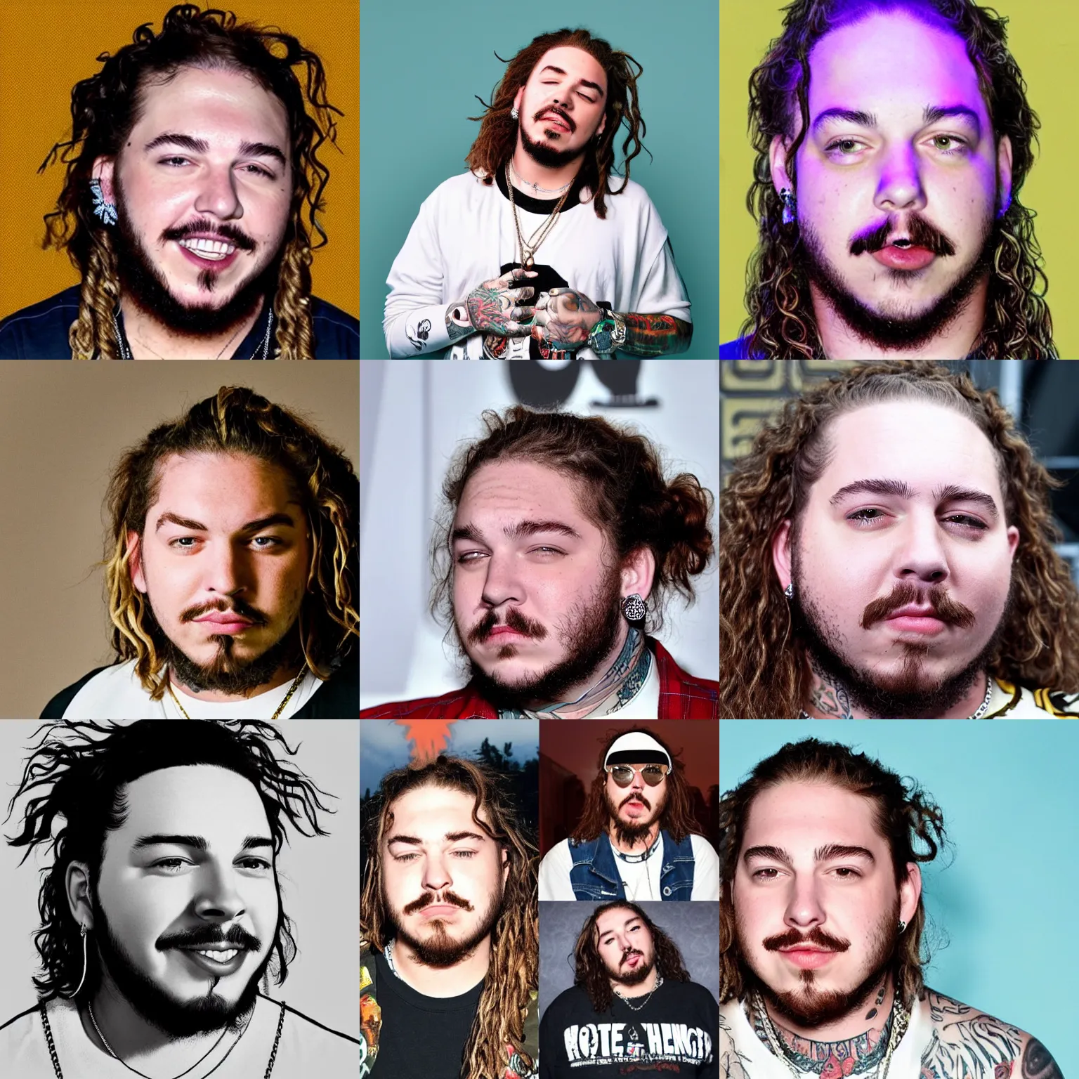 Prompt: accurate face of post malone