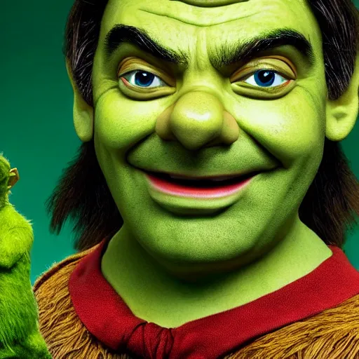 Prompt: very very very very highly detailed, epic, central composition, photo of Mr Bean as Shrek in the swamp, intricate, happy colors, extremely detailed, digital