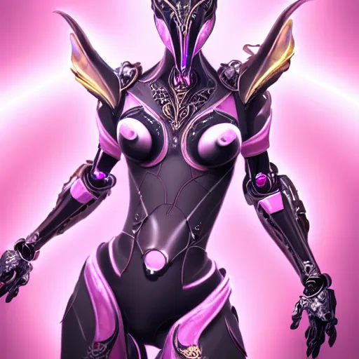 Image similar to highly detailed exquisite fanart, of a beautiful female warframe, but as an anthropomorphic robot female dragon, glowing eyes and robot dragon head, off-white plated armor, bright Fuchsia skin, royal elegant pose, bust shot torso up, epic cinematic shot, realistic, professional digital art, high end digital art, sci fi, DeviantArt, artstation, Furaffinity, 8k HD render, epic lighting, depth of field