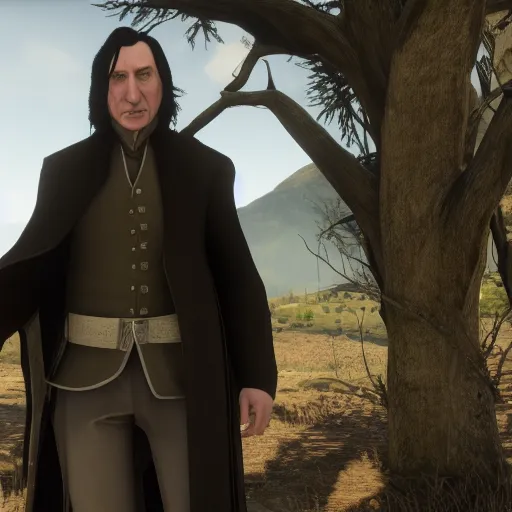 Prompt: Film still of Severus Snape, from Red Dead Redemption 2 (2018 video game)