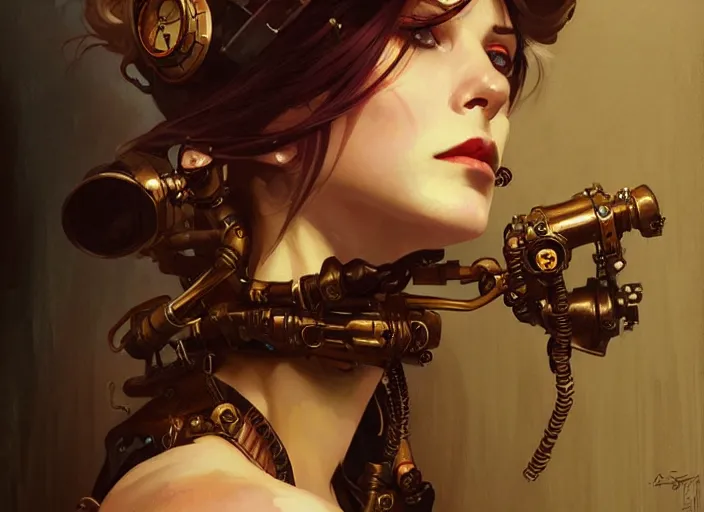 Image similar to woman model, steampunk!!! and modern, rgb, league of legens art, in a bathroom, backlit, elegant, highly detailed, digital painting, artstation, concept art, smooth, sharp focus, illustration, art by krenz cushart and artem demura and alphonse mucha