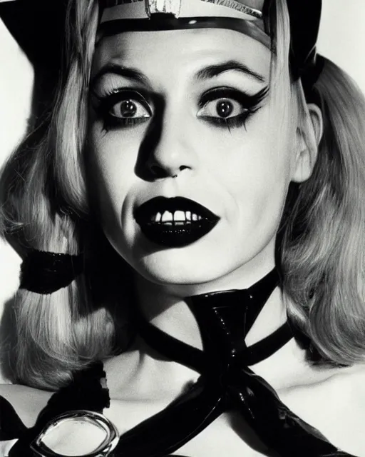 Image similar to Harley Quinn photographed by helmut newton, 1977, studio photography, award winning, cdx,