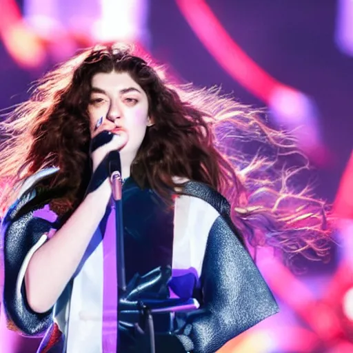 Image similar to lorde performing at the superbowl in 4 k,