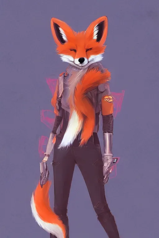 Image similar to a fox fursona, trending on artstation, by kawacy, furry art, digital art, cyberpunk