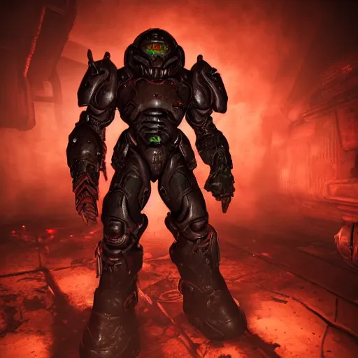 Image similar to doom slayer from doom eternal, photography