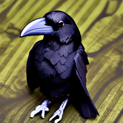 Image similar to a cute toy raven bird, product shot