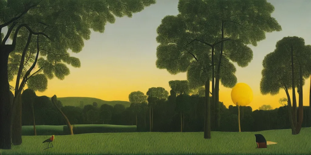 Prompt: a beautiful painting of Woodstock Georgia by Henri Rousseau, golden hour, 8k, 4k