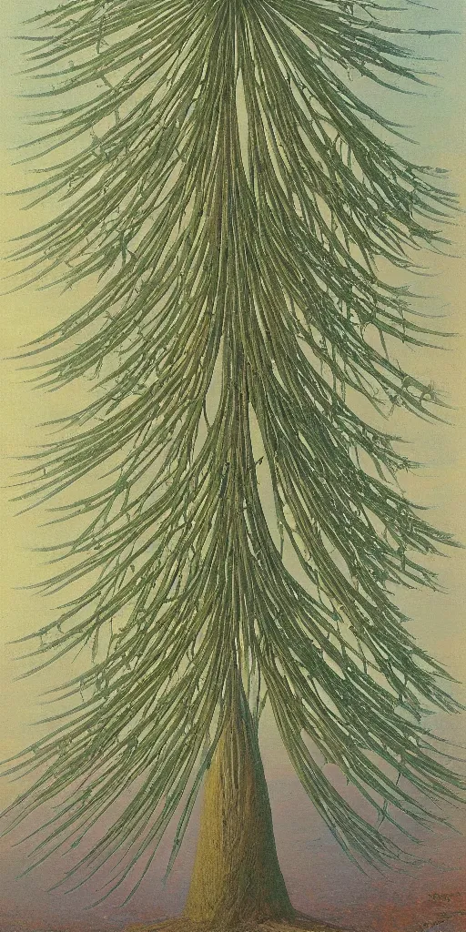 Image similar to art by abbott fuller graves of a giant beautiful tree, diatoms, diatom leaves