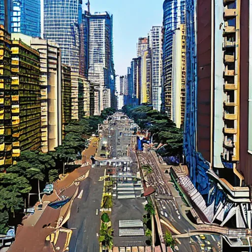 Image similar to avenida paulista painted by moebius