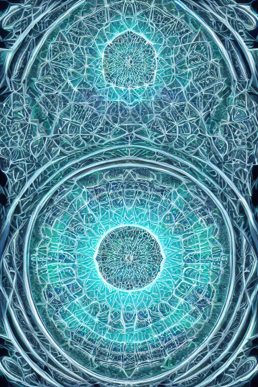 Image similar to islamic fractals symmetric trending on artstation