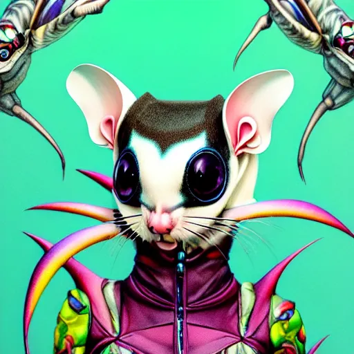 Image similar to full shot of a sugar glider android character:: by Martine Johanna and Simon Stålenhag and Chie Yoshii and Casey Weldon and Guillermo del toro :: ornate, dynamic, particulate, rich colors, intricate, elegant, highly detailed, centered, artstation, smooth, sharp focus, octane render, 3d
