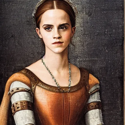 Prompt: a highly detailed renaissance painting of emma watson wearing knight armour, 4 k, victorian era, illustration