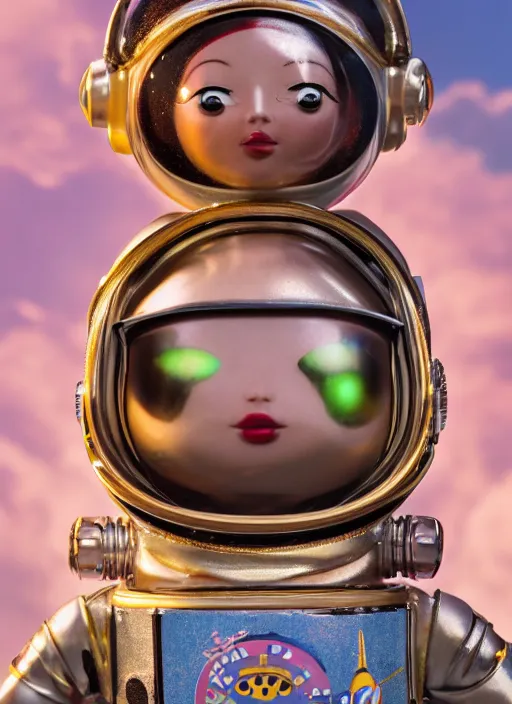 Prompt: closeup profile portrait of tin toy spacegirl astronaut, bikini, depth of field, zeiss lens, detailed, symmetrical, centered, fashion photoshoot, by nicoletta ceccoli, mark ryden, lostfish, breathtaking, 8 k resolution, extremely detailed, beautiful, establishing shot, artistic, hyperrealistic, octane render
