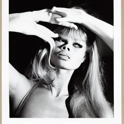 Image similar to Brigitte Bardot in a futuristic apartment, portrait, 35mm film, by David Bailey, Mariko Mori, Richard Avedon