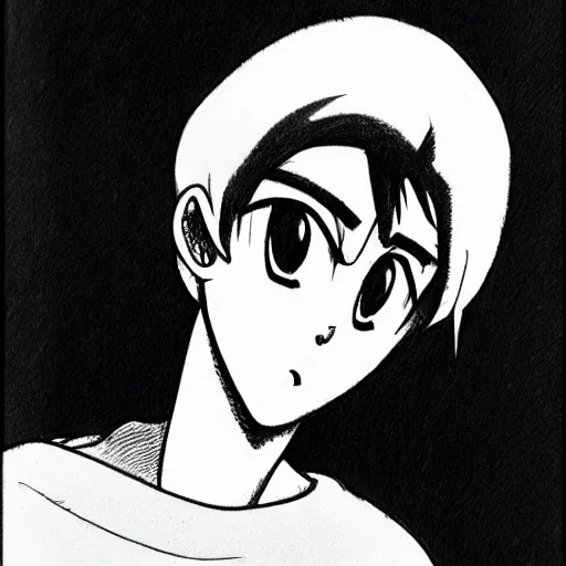 Image similar to simple caricature drawing of alpaca, black and white manga panel, expressive, art by Nobuyuki Fukumoto