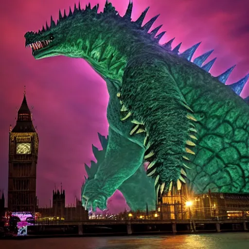 Prompt: Giant Kaiju monster invades London