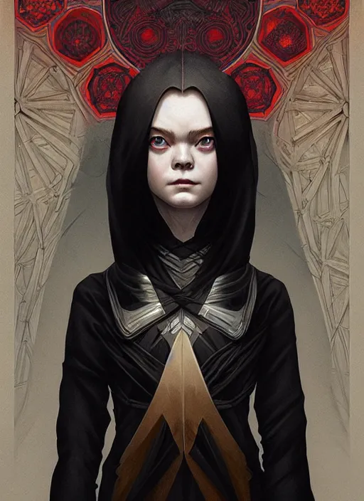 Prompt: symmetry!! portrait of elle fanning as a ninja, horror, fashion, dark!! intricate, elegant, highly detailed, digital painting, artstation, concept art, smooth, sharp focus, illustration, art by artgerm and greg rutkowski and alphonse mucha