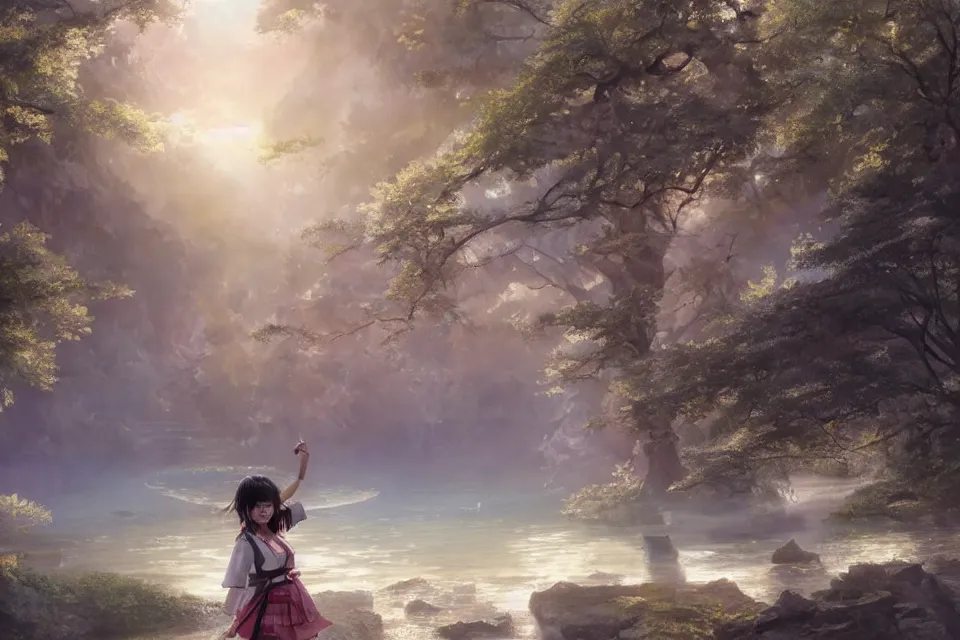 Prompt: A hyperrealistic concept art of Yuna Taira as japanese schoolgirl, stunning massive ornately 3d render inspired art by Renato muccillo and Andreas Rocha and Johanna Rupprecht, natural volumetric lighting, 8k octane beautifully detailed render, post-processing, highly detailed, intricate complexity, epic composition, magical atmosphere, cinematic lighting, masterpiece, trending on artstation